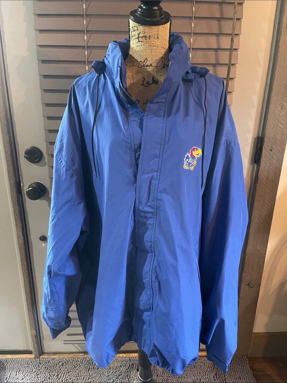 adidas Royal Blue Windbreaker Jacket with KU Jayhawk Patch